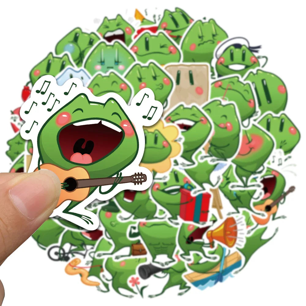 44pcs Funny Cute Cartoon Frogs Stickers Kids Toy Vinyl Waterproof Graffiti For Laptop Guitar Phone Skateboard Decals