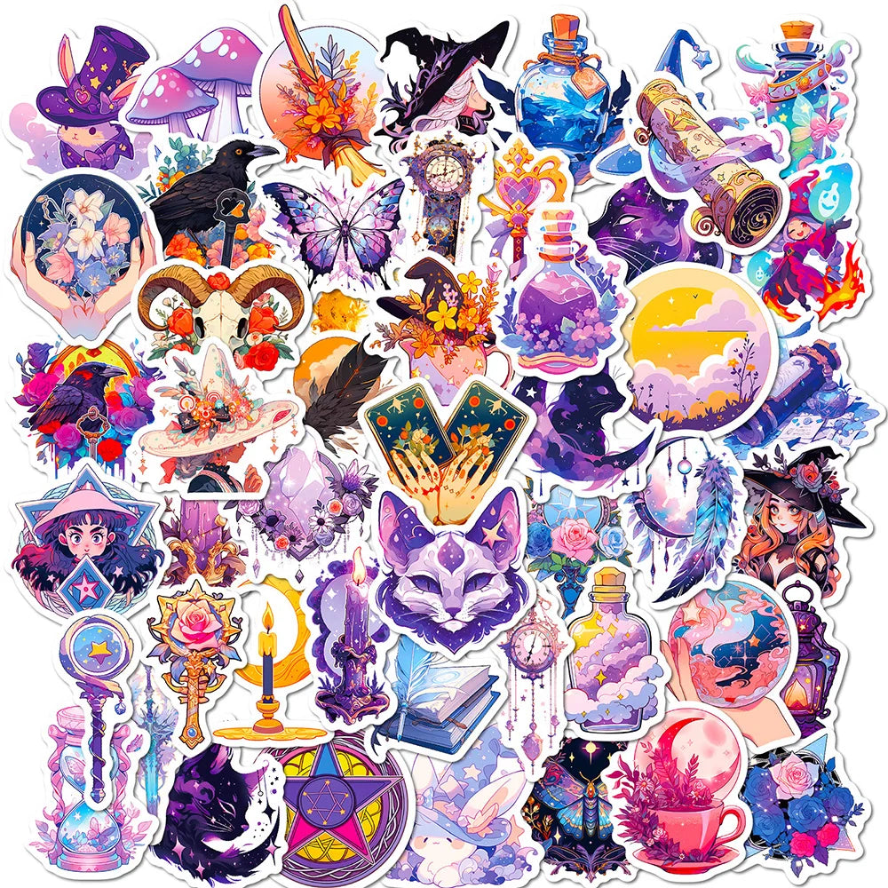 Cute Witch Anime Stickers - 10/30/50pcs for Laptop, Luggage, Phone, Guitar, Car