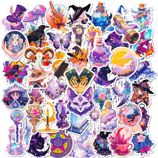 Cute Witch Anime Stickers - 10/30/50pcs for Laptop, Luggage, Phone, Guitar, Car