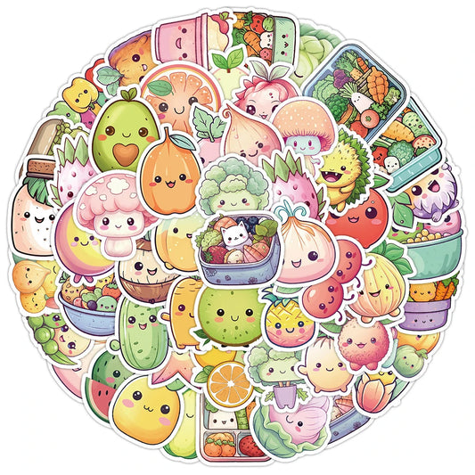 Kawaii Plant Vegetable Cartoon Stickers Decals for Kids - 10/30/50pcs