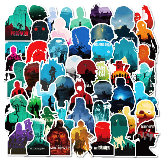 50Pcs Cartoon Landscape Graffiti Stickers for Helmet, Wall, DIY Decor