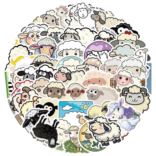 Cute Lamb Cartoon Stickers for Suitcase, Skateboard, Laptop, Luggage, Phone