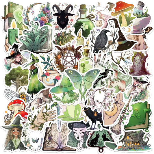 Cartoon Goth Witch Stickers for Laptop, Phone, Scrapbook, Fridge, Diary - 10/30/50pcs