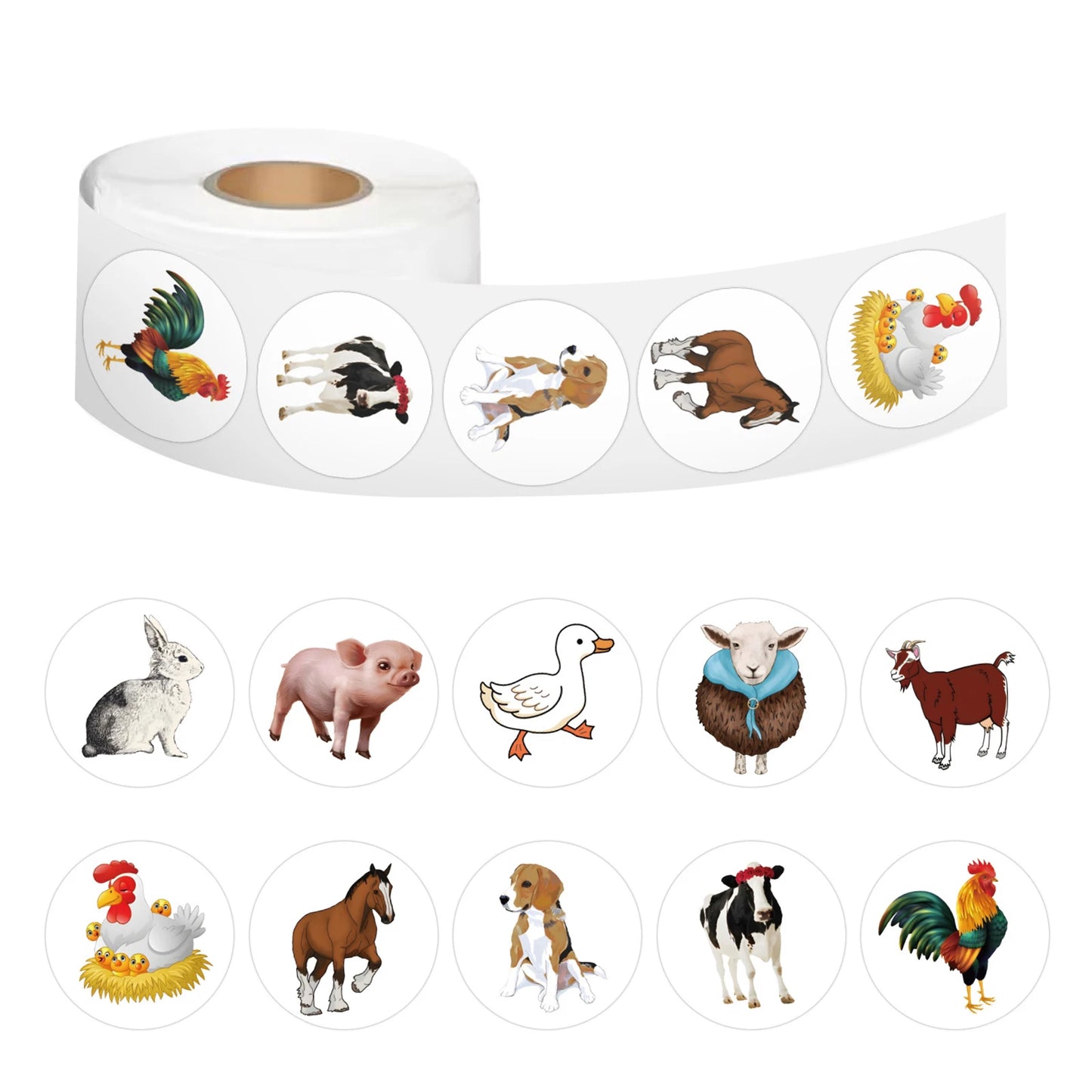 100-500pcs Cartoon Farm Animals Stickers Gift Packaging Lables Stickers Hand Account Sealing Label Reward Sticker Kids Toy