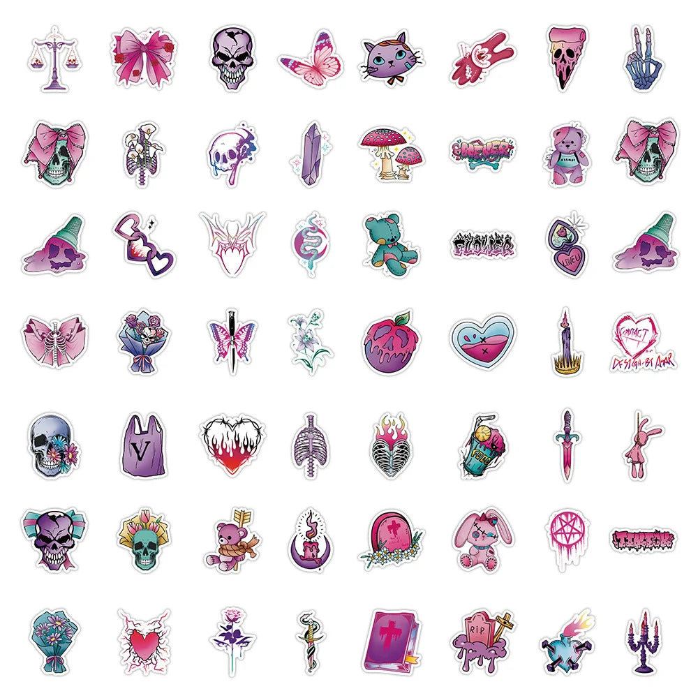 10/30/60pcs Magic Gothic Skull Cool Stickers Decals Laptop Luggage Phone Suitcase Notebook Guitar Waterproof Sticker Kids Toys