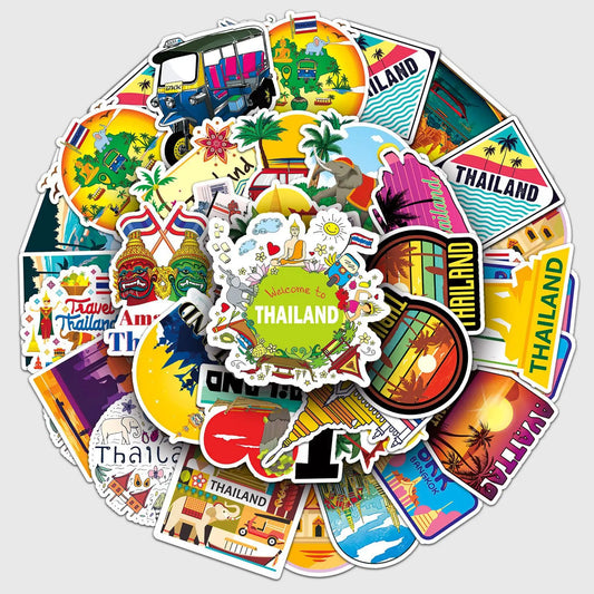 Thailand Scenery Cartoon Stickers for Laptop Luggage Skateboard - 10/30/50PCS Fun Gift