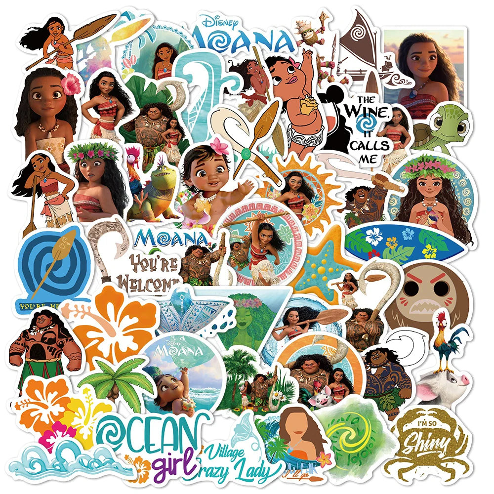 10/30/50pcs Disney Movie Moana Cartoon Stickers Decals DIY Laptop Skateboard Phone Suitcase Guitar Bike Car Graffiti Sticker Toy