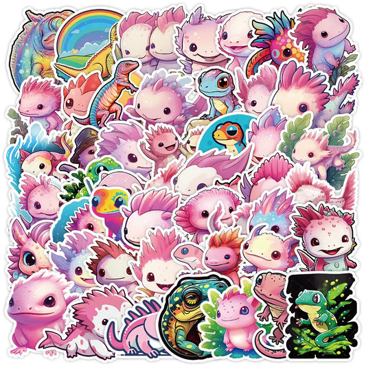 Kawaii Salamander Stickers Cute Pink Animal Decals for Diary, Scrapbook, Laptop, Phone, Car, Bike - 10/30/50PCS
