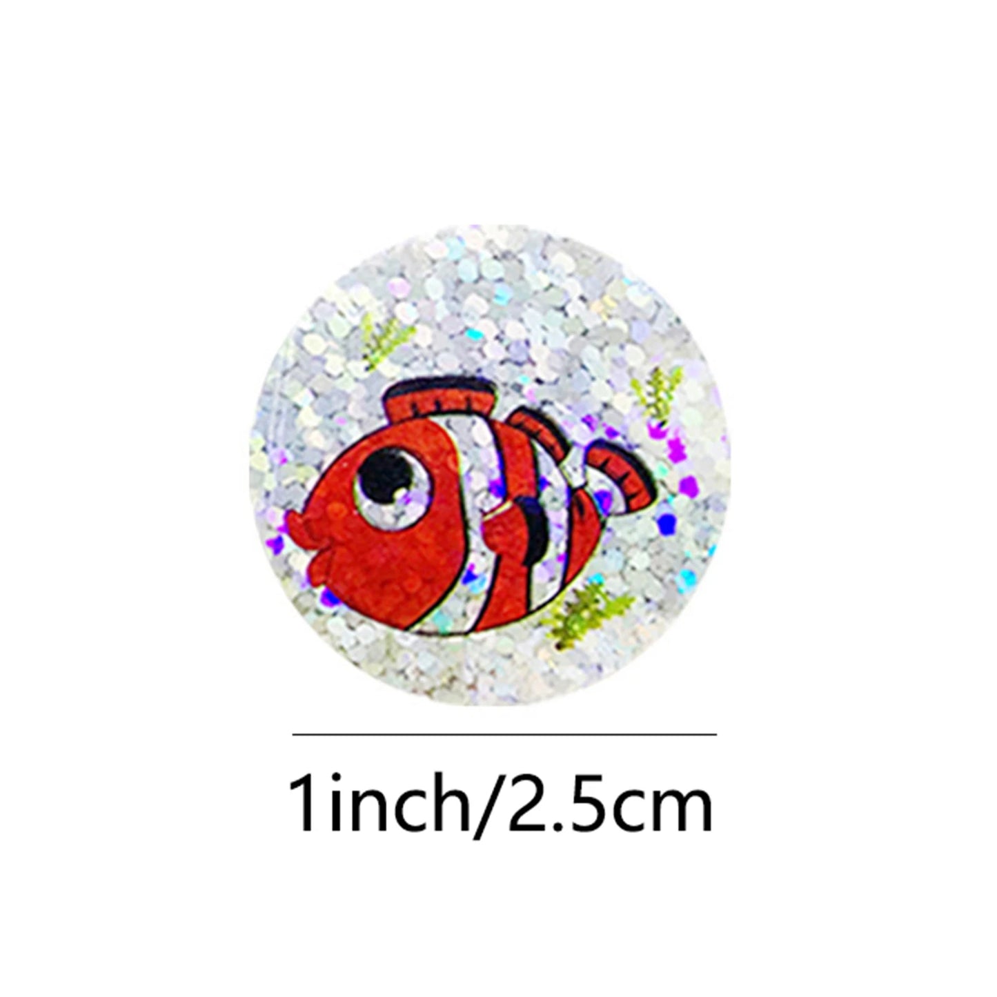 100-500pcs Holographic Rainbow Label Cartoon Marine Animal Stickers Children DIY Handmade Scrapbooking Stationery Sticker