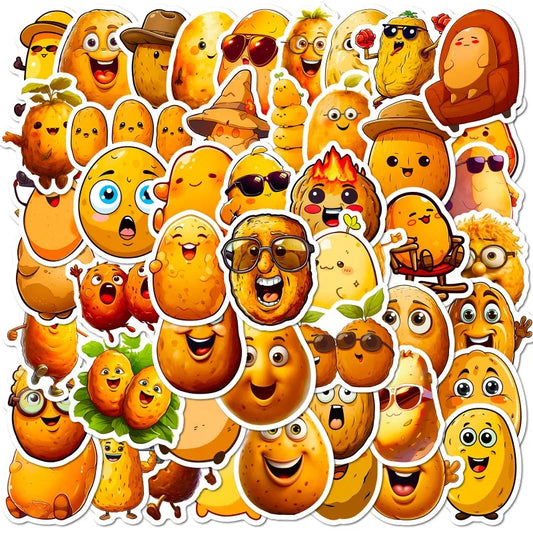 50pcs Funny Potato Head Cartoon Stickers for Laptop, Suitcase, Water Bottle, Car, Scooter, Refrigerator