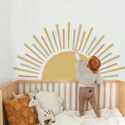 3D Sun Wall Sticker Kids Room Self-Adhesive Boho Design Decal