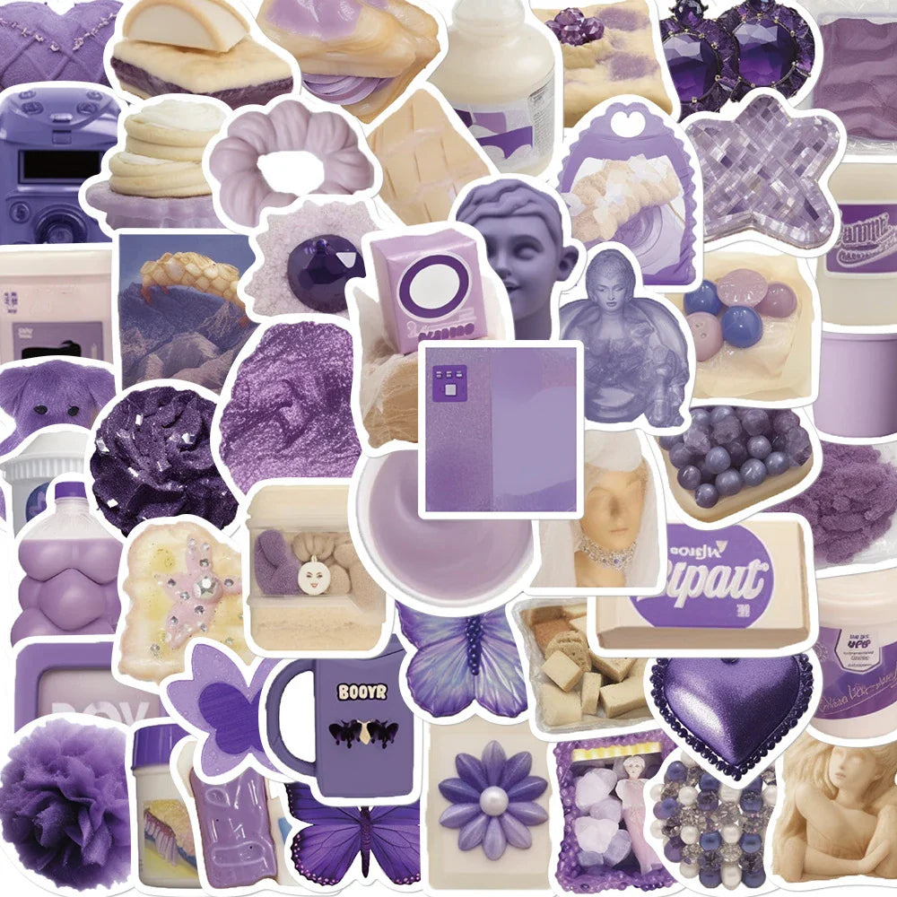 Purple Kawaii Stickers Pack - Cute Decals for Laptop, Phone, Luggage, Car, Kids Toys
