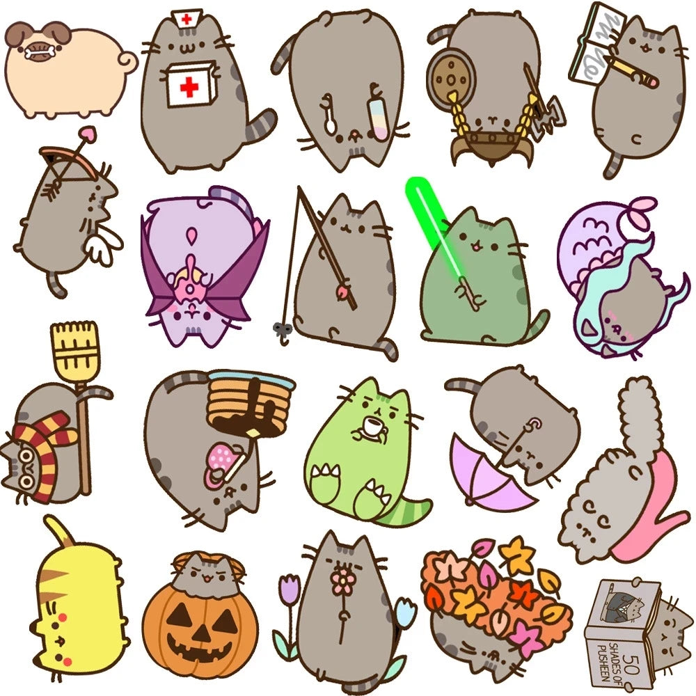 10/30/50PCS Kawaii Chunky Cat Stickers Cute Decals Kids Toy PVC Waterproof Phone Diary Suitcase Skateboard Bike Car Sticker Gift