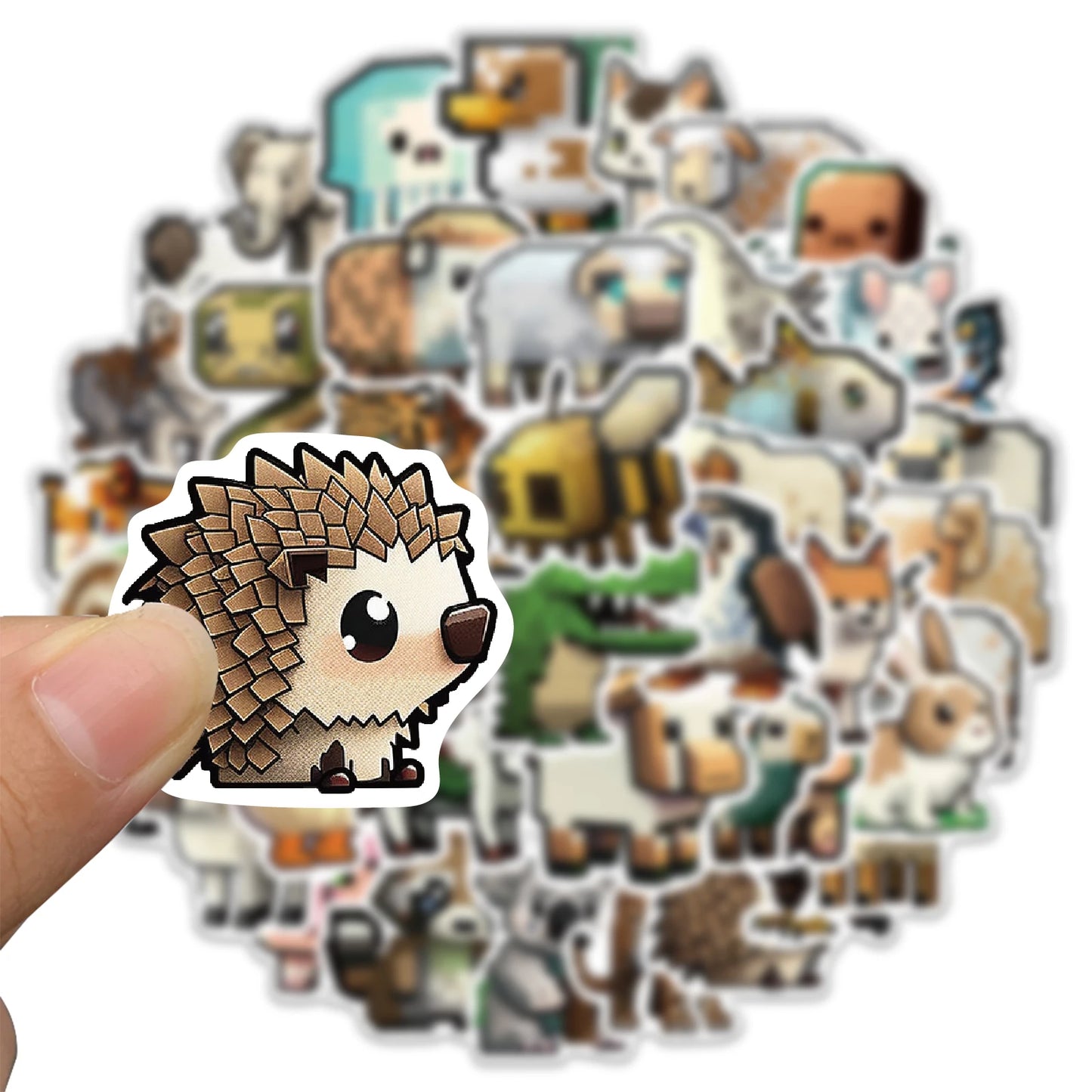 50PCS Cartoon Zoo Pixel Wind Wild Animals Stickers Kawaii Dog Pig DIY Kids Toys Phone Skateboard Laptop Graffiti  Decals