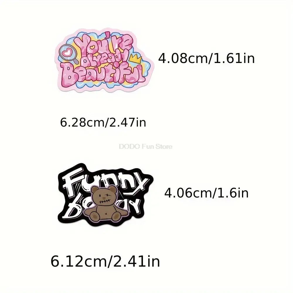 50PCS Cute Cartoon Colorful Letters Graffiti Sticker Waterproof PVC Decoration Luggage Guitar Cup Phone Book Gift Sticker