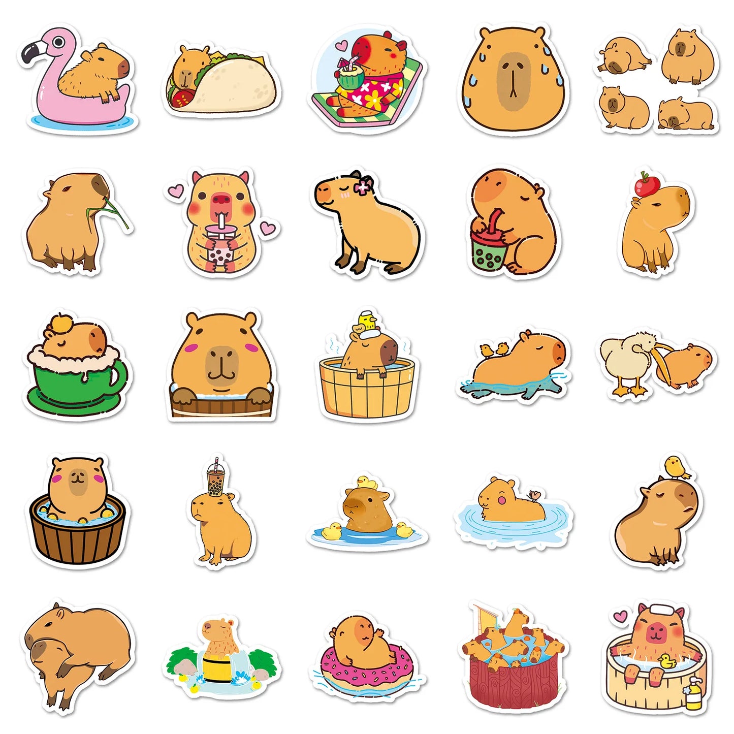 10/30/50PCS Kawaii Capybara Cartoon Cute Brown Animals Stickers Scrapbook Laptop Phone Luggage Diary Car Bottle Sticker Kid Toy