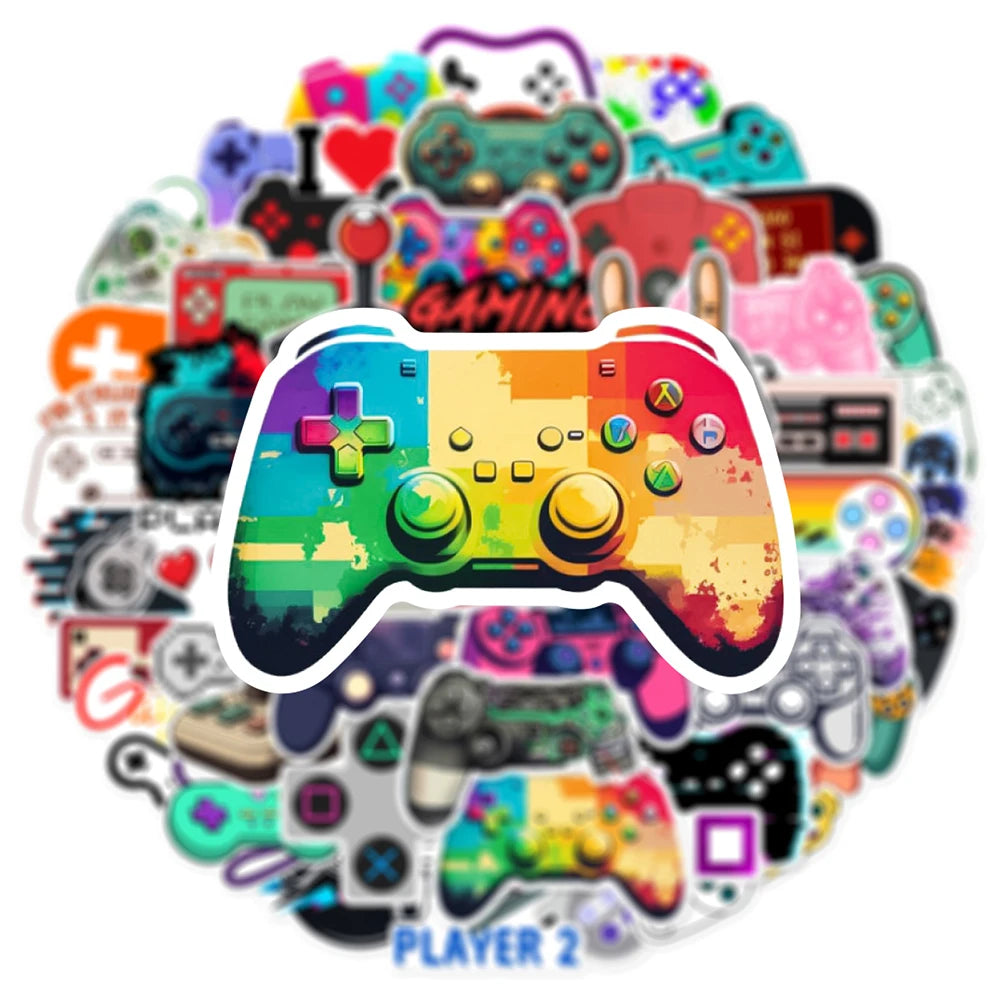 10/30/50pcs Vintage Cool Gamepad Video Game Graffiti Stickers Cartoon Decals Skateboard Laptop Motorcycle Car Waterproof Sticker