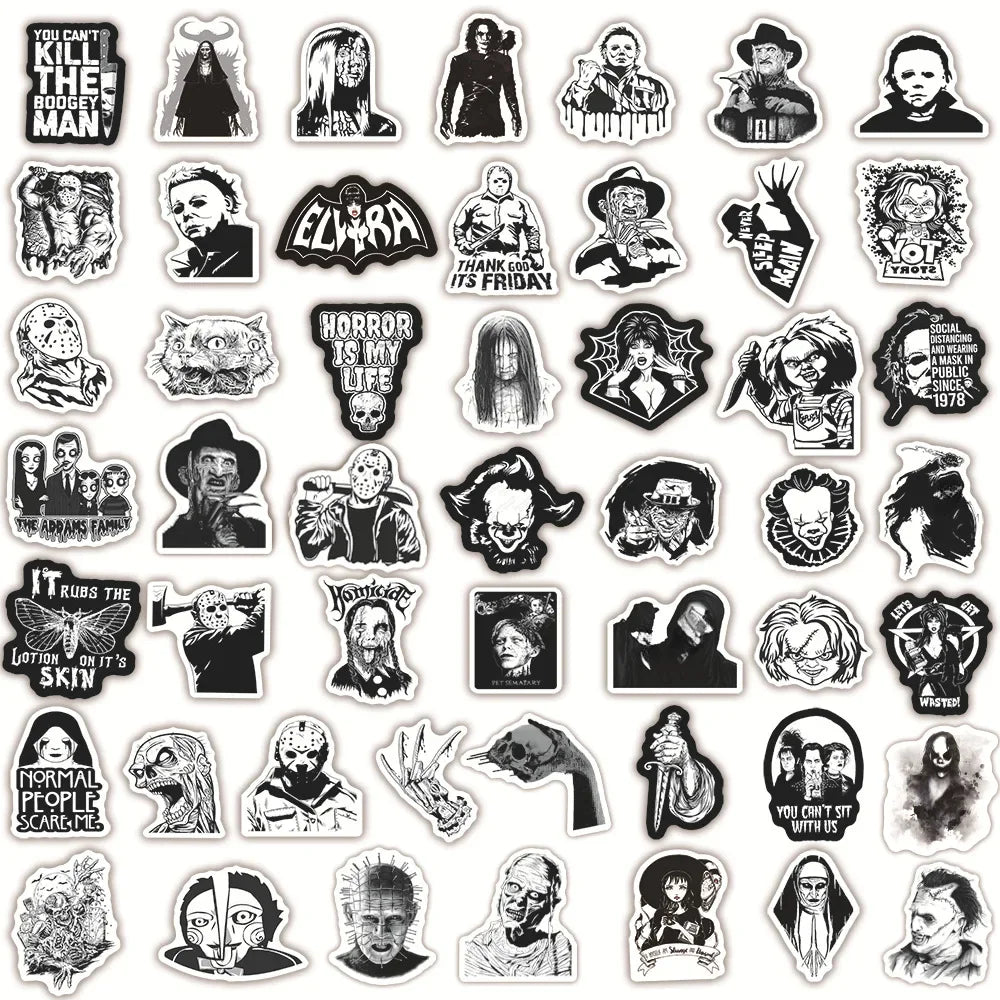 Black and White Horror Movie Characters Sticker Packs