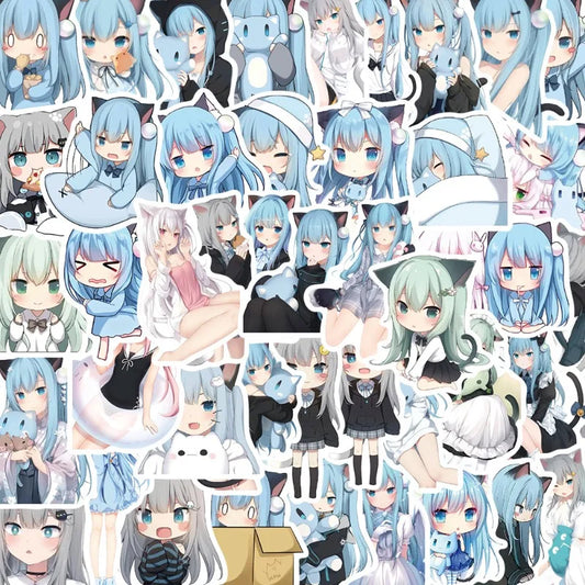 50pcs Nekoha Shizuku Cartoon Stickers for Luggage, Water Cup, Phone, Laptop, Car, Scooter, Refrigerator Decoration