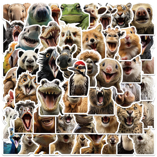 50pcs Funny Animals Meme Stickers Laptop Water Bottle Decals Kids Adults Luggage Guitar Phone DIY Waterproof Graffiti