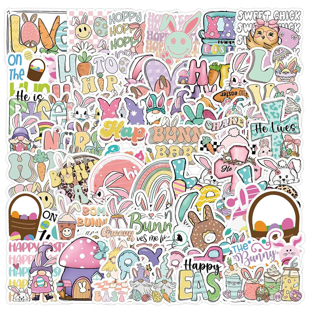 Cute Cartoon Easter Stickers 10/30/50pcs for Laptop, Suitcase, Phone, Diary, Kids