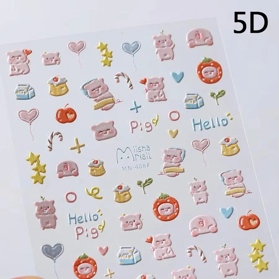 Dog Puppy Nail Art Stickers: Heart, Flower, Star, Pizza