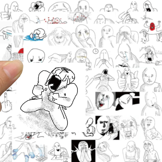 Emotional Breakdown Spoof Avatar Stickers for Phone Laptop Luggage Skateboard - Fun Cartoon Decals for Kids
