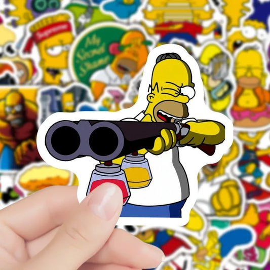 50pcs Simpsons Anime Sticker Pack for Luggage, Water Bottles, Phones, Laptops, Scooters, Fridges