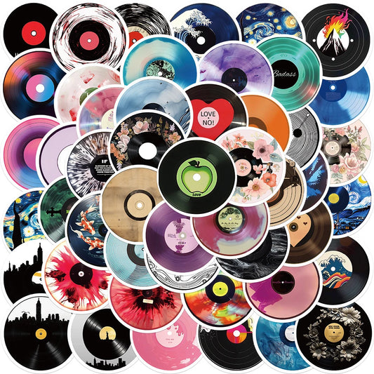 Vinyl Record Music Stickers Pack - Waterproof Decals for Laptop, Motorcycle, Suitcase, Phone, Car