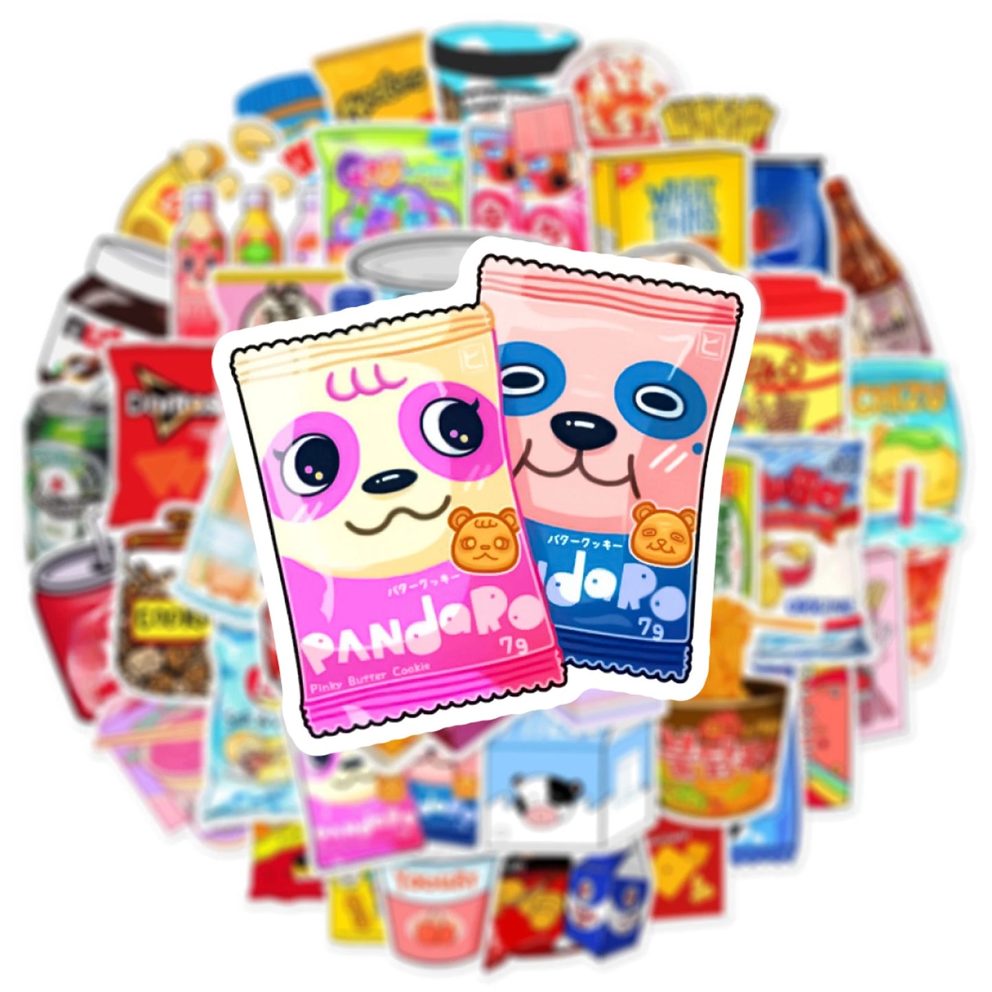 10/30/50Pcs Food and Drink Brand Sticker Packs