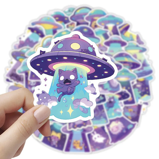 UFO Animal Stickers: Cat Dog Cartoon Decals (10/30/54PCS)