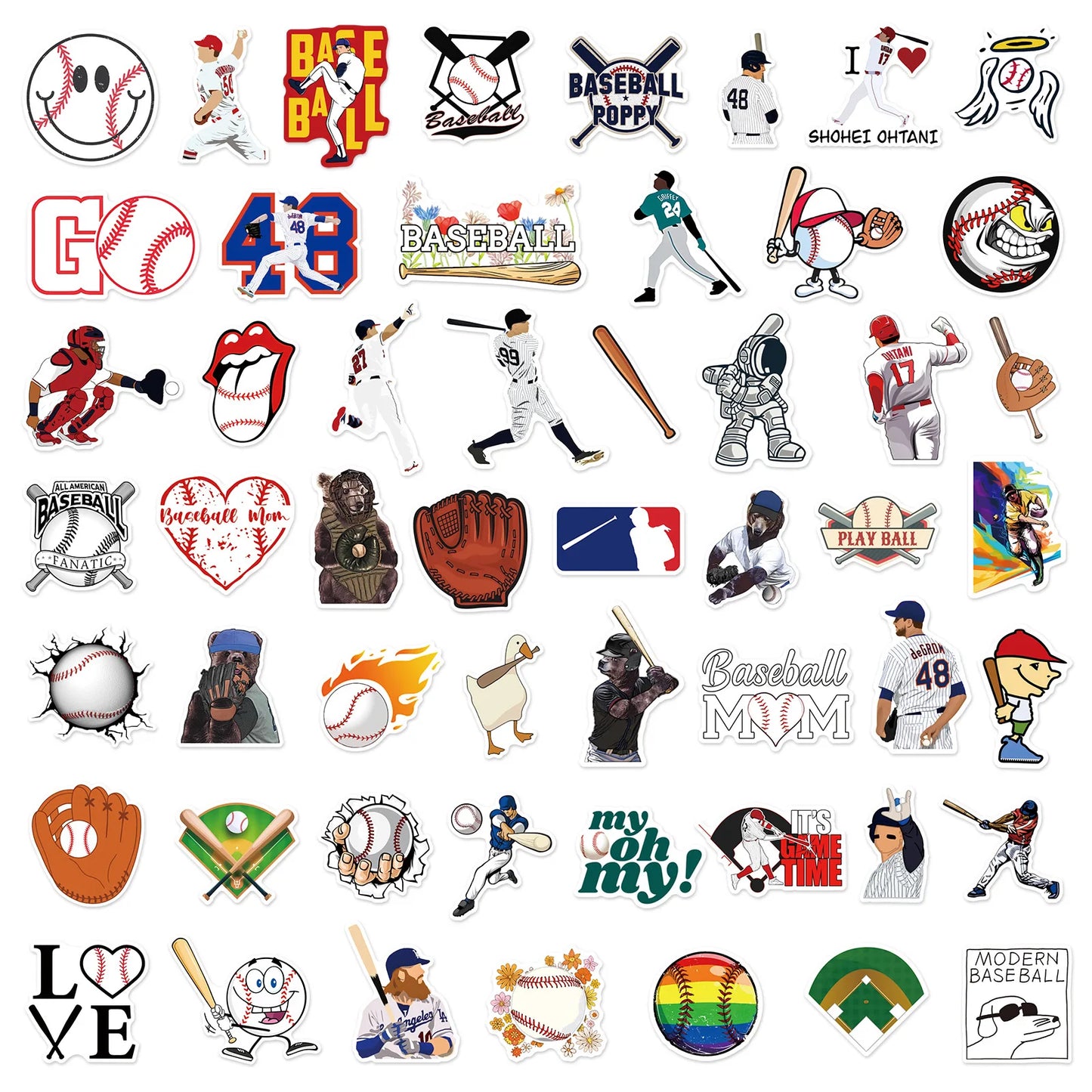 50Pcs Cartoon Baseball Series Graffiti Stickers Suitable for Laptop Helmets Desktop Decoration DIY Stickers Toys Wholesale