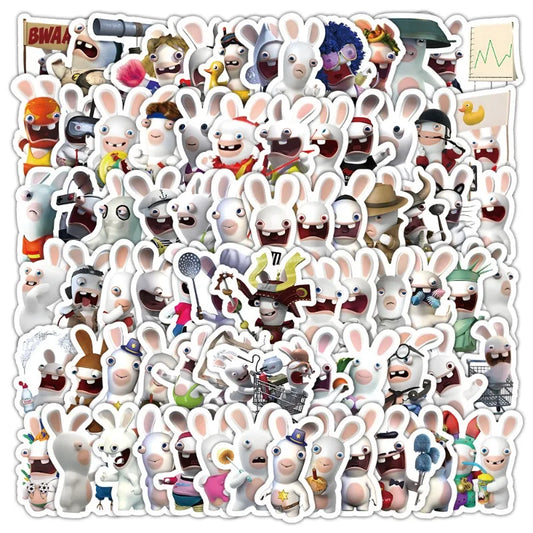 Rabbids Invasion Sticker Pack: Luggage, Water Bottle, Phone, Laptop, Car, Scooter, Fridge Decor