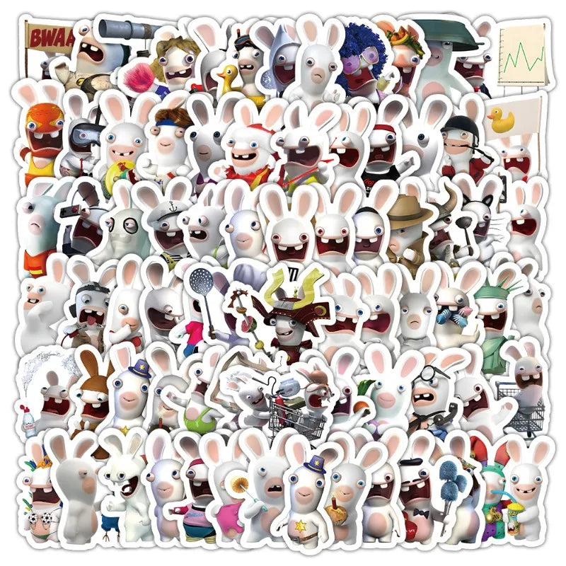 Rabbids Invasion Sticker Pack: Luggage, Water Bottle, Phone, Laptop, Car, Scooter, Fridge Decor