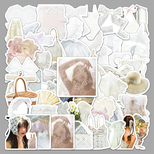 Lace White Stickers Cute Cartoon Decals for Phone Suitcase DIY Gift
