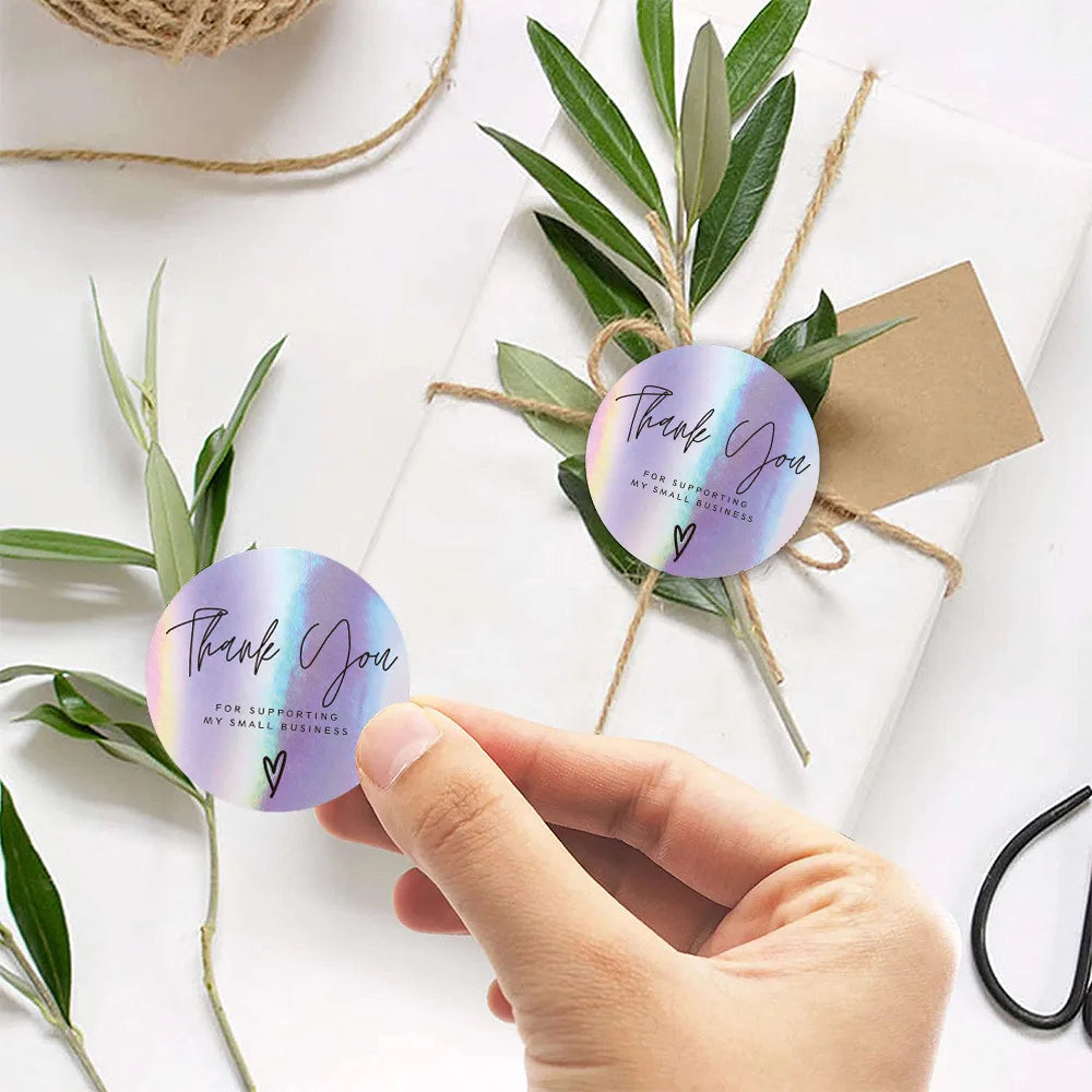 100-500PCS New Thank You Stickers for Business Packaging Stickers Rolling Sticker Roll Merci Small Home Made Lables TZ007-A