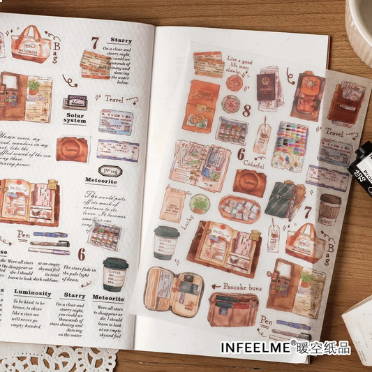 Journamm Cute Stickers Scrapbooking Supplies Materials Collage Junk Journal Adhesive Decor Diary Album Planner Craft Stickers