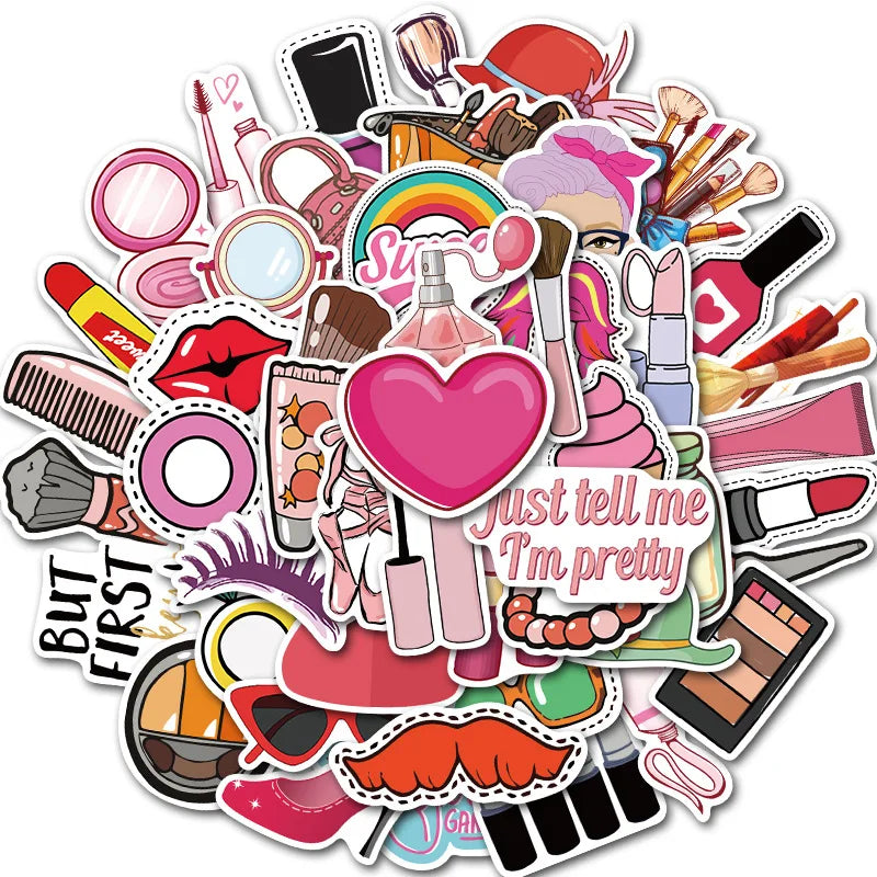 50PCS Kawaii Cute Cartoon PVC Sticker Aesthetic Children's Korean Decoration Scrapbooking Stationery School Supplies for Kids
