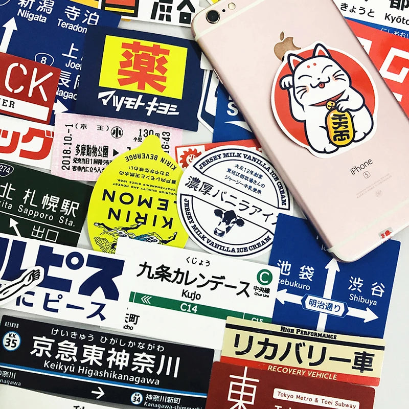 31pcs Japanese korea stop sign logo Stickers Pack For On The Laptop Fridge Phone Skateboard Travel Suitcase Sticker