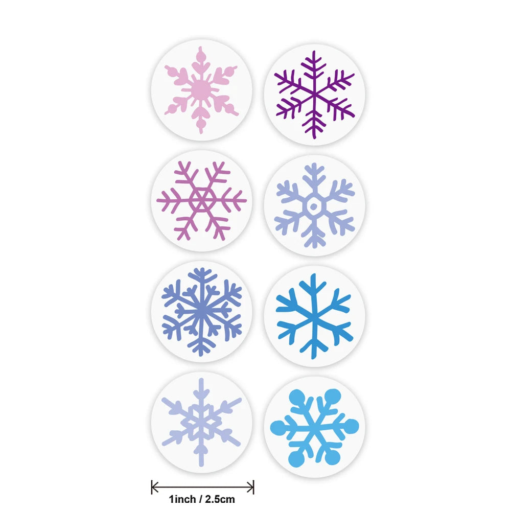 100-500Pcs Snowflake Merry Christmas Stickers Candy Bag Envelopes Sealing Label Sticker Christmas Gifts Box Decorations