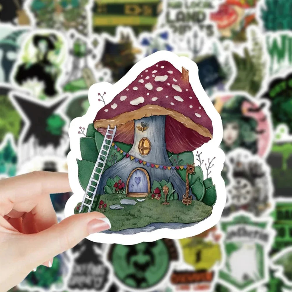 10/30/50/100pcs Cool Gothic Green Magic Witch Sticker Waterproof Anime Decal Phone Skateboard Motorcycle Laptop Car Cool Sticker