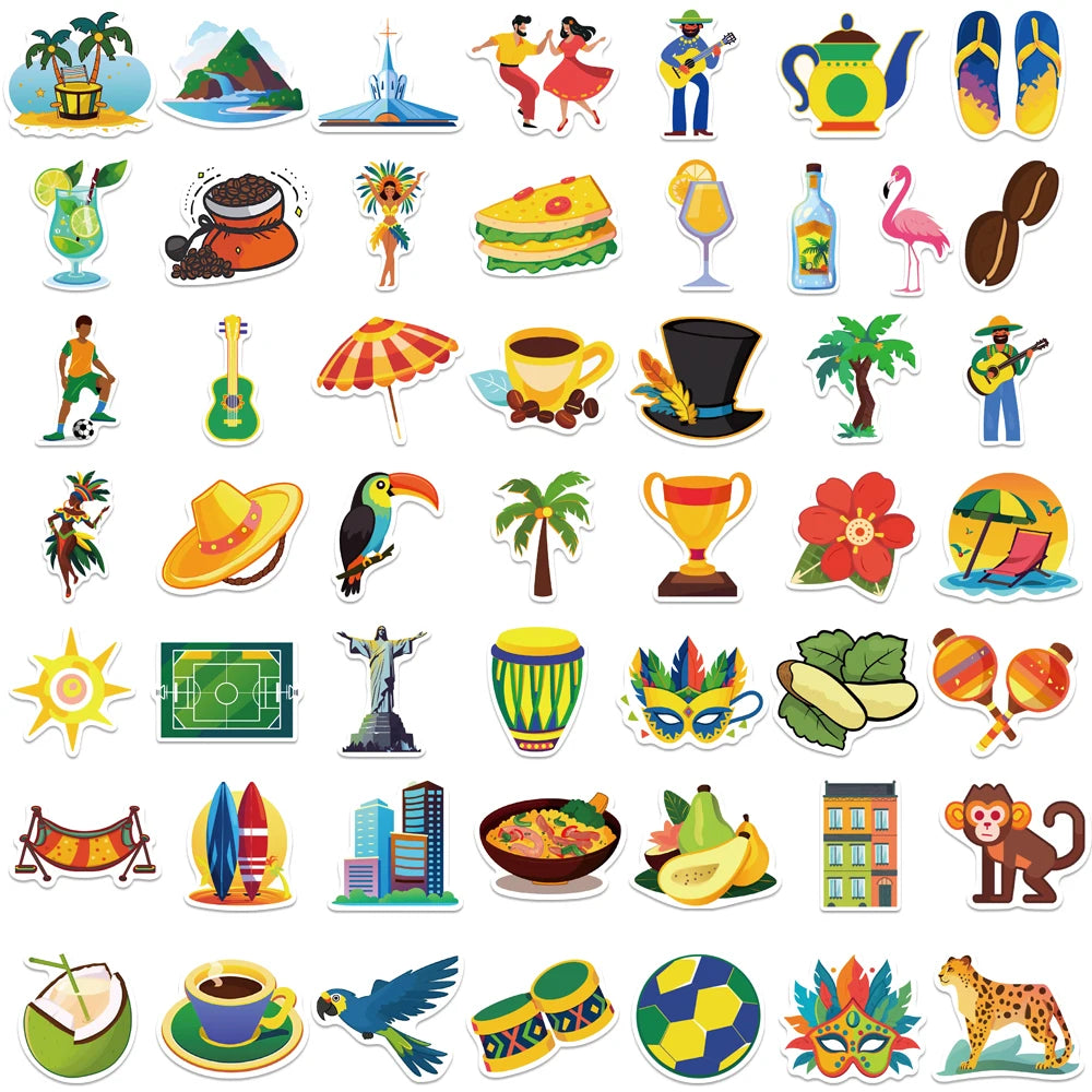 10/25/50PCS Brazilian Style Graffiti Sticker Football Sunshine Art DIY Gift Decoration Phone Luggage Guitar Laptop Helmet Decal