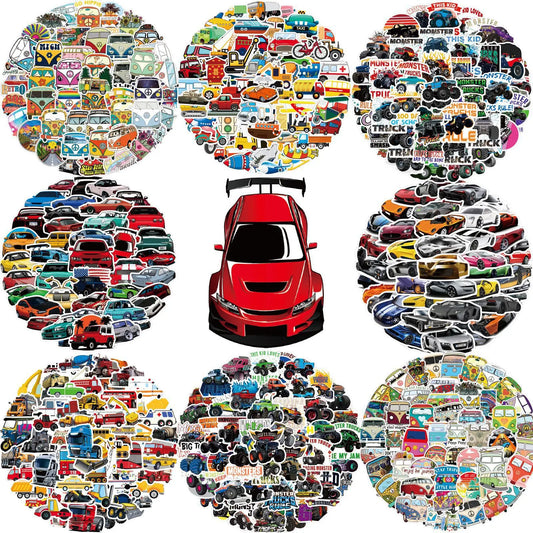 50pcs Cartoon Car Graffiti Stickers for Laptop, Luggage, Vehicle, Scrapbook, Kids Decoration