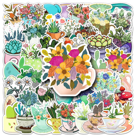 Cartoon Plant Stickers for Water Bottle, Laptop, Phone, Notebook - 10/30/50pcs