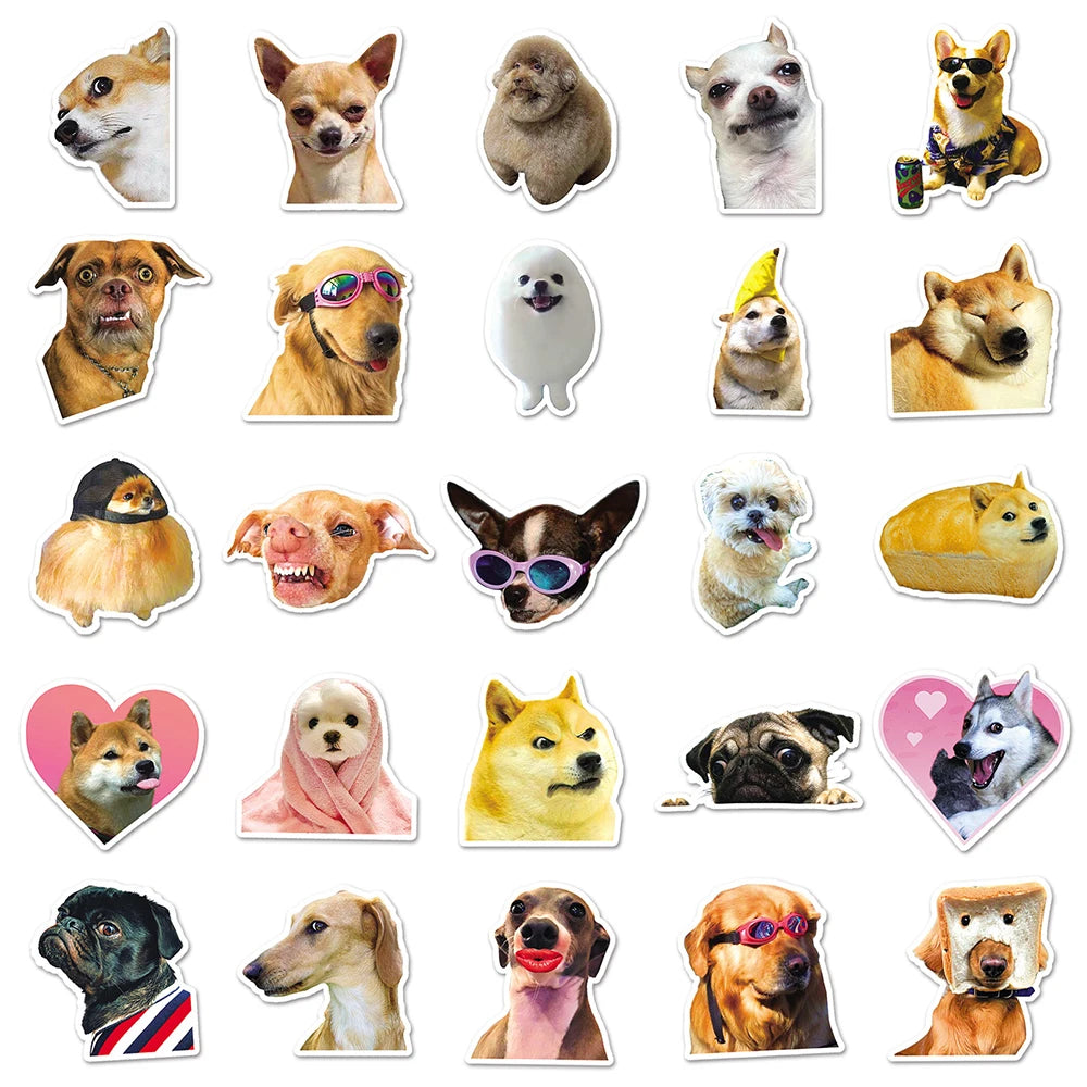 10/30/50PCS Cute Dog Caroon Stickers Decals Kids Toy Waterproof Laptop Luggage Notebook Fridge Guitar Helmet Funny Children Gift