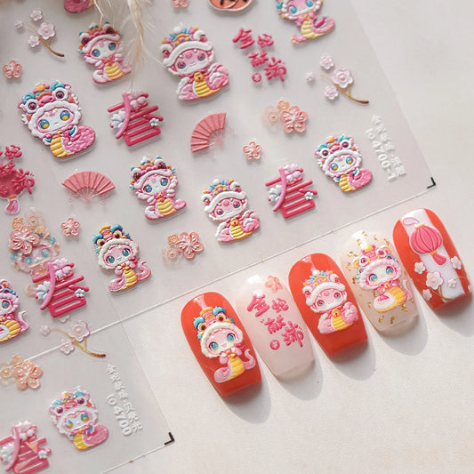 Peach Blossom Nail Art Stickers - Spring Festival Decals