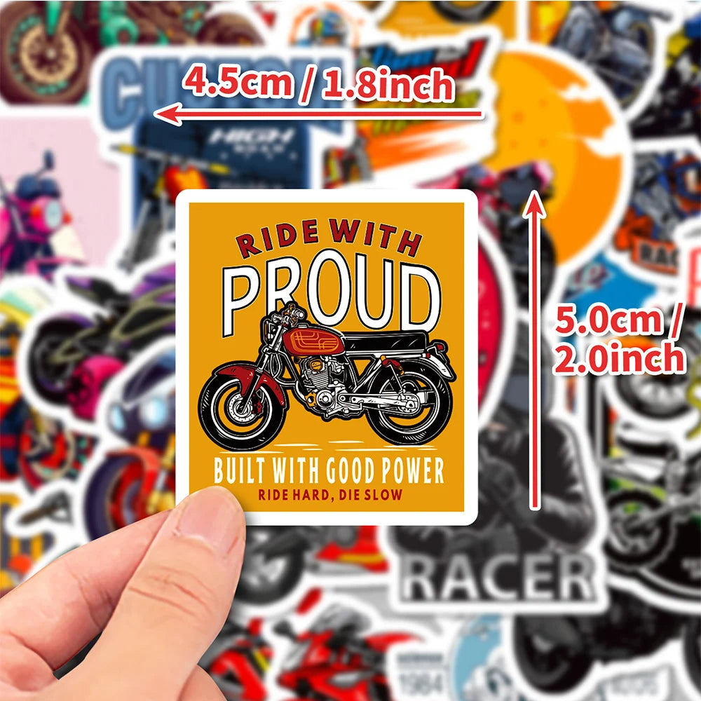 10/30/50pcs Classic Motorcycle Stickers Mountain Bike Decals Laptop Suitcase Notebook Motorcycle Cool Waterproof Sticker Toys