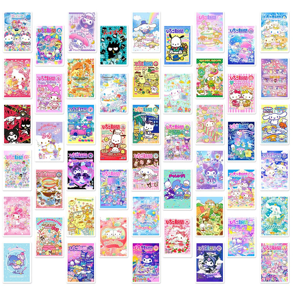 10/30/50pcs Colorful Sanrio Poster Stickers Cute Cartoon Decals Phone Water Bottle Notebook Kawaii Graffiti Sticker for Kids Toy