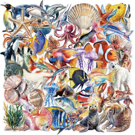50PCS Sea World Stickers for Kids Scrapbooking DIY
