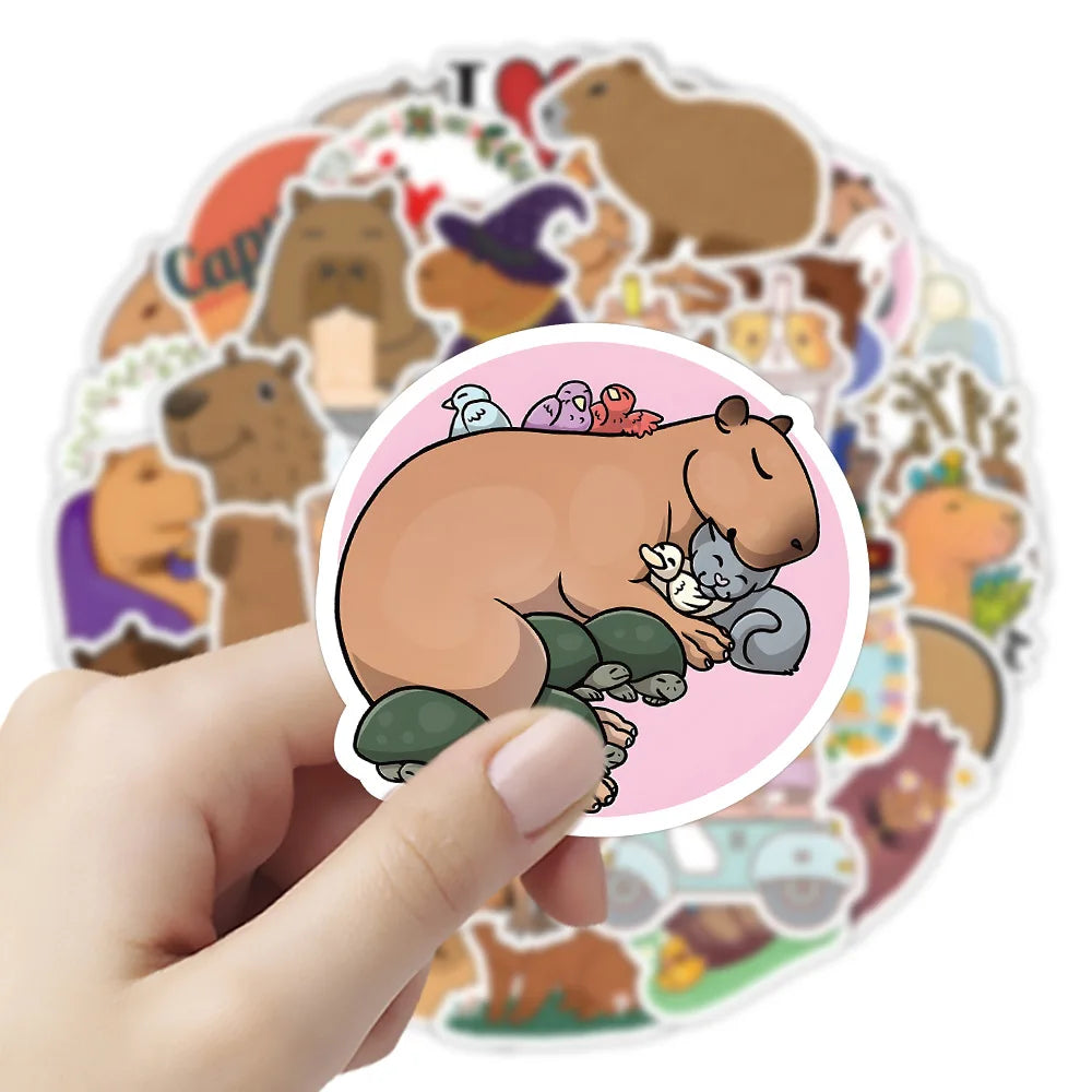 10/30/55PCS Cute Capybara Animals Stickers Cartoon Decals Toys DIY Scrapbook Laptop Luggage Phone Guitar Bike Kids Sticker Toys